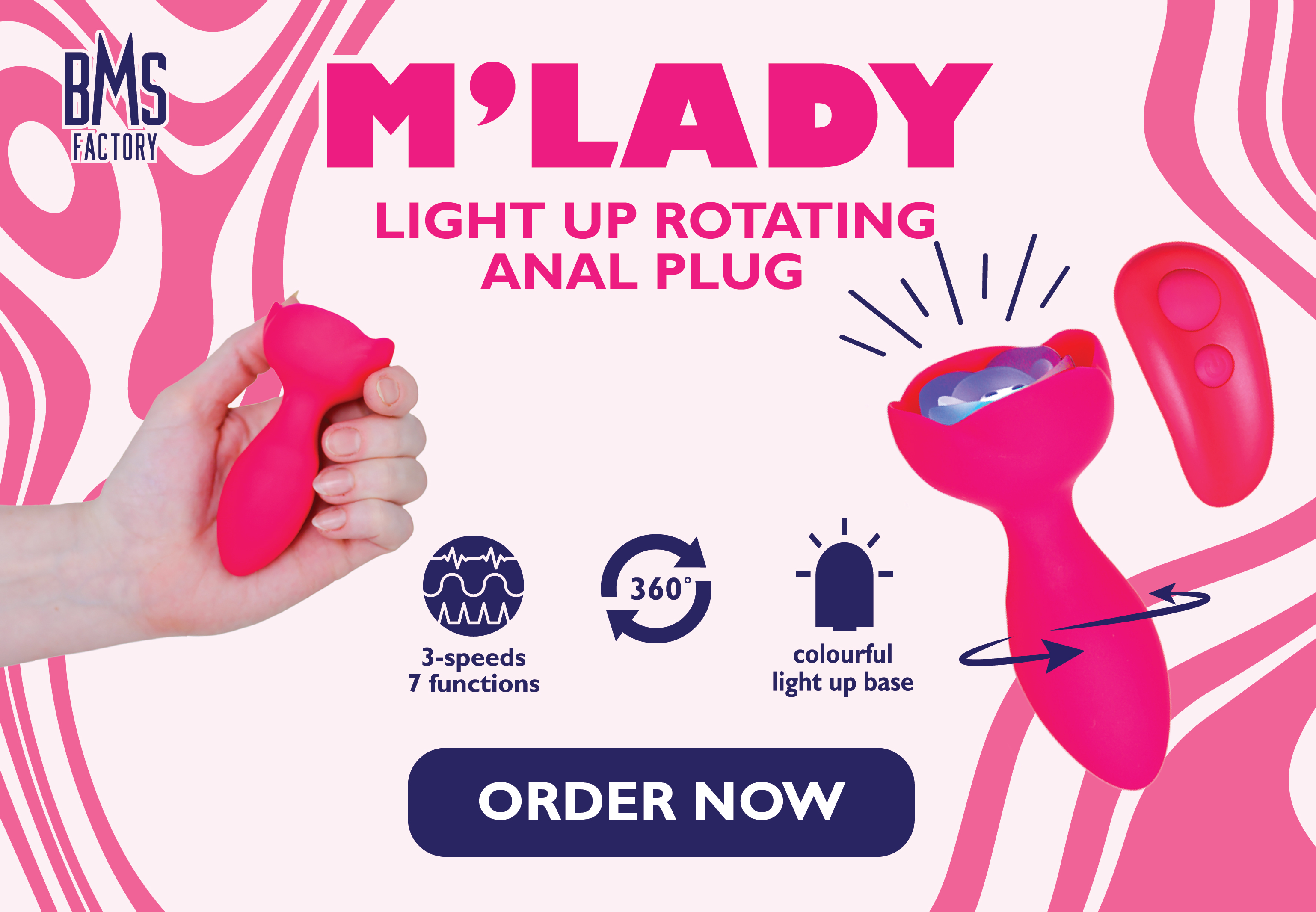 M’Lady Light Up Rotating Anal Plug - Pink