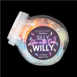 Addiction - Silly Willy – Glow in the Dark -  3.3” Silicone Dildo - 12 pcs bigger version