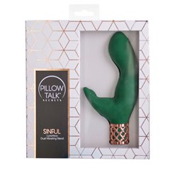 Pillow Talk® Secrets - Sinful – Luxurious Dual Vibrating Wand - Green bigger version