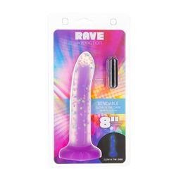 Rave by Addiction – 8” Glow in the Dark Dildo – Purple Confetti bigger version